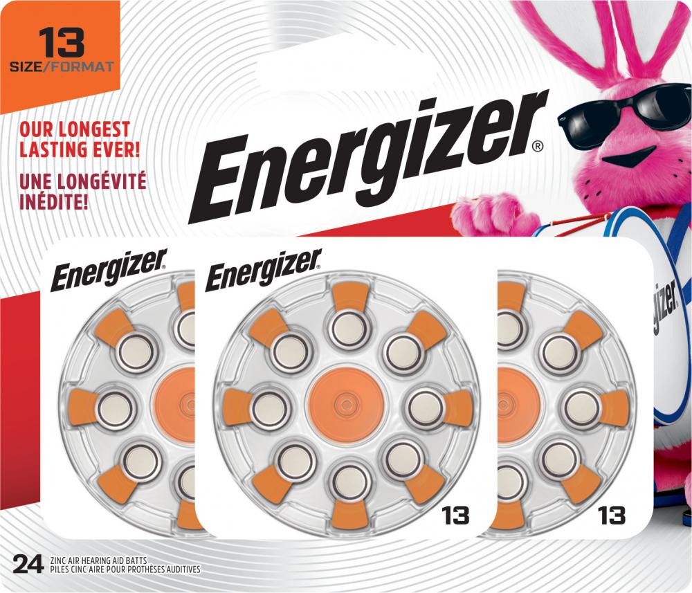 Energizer Hearing Aid Batteries Size 13, Orange Tab, 24 Pack