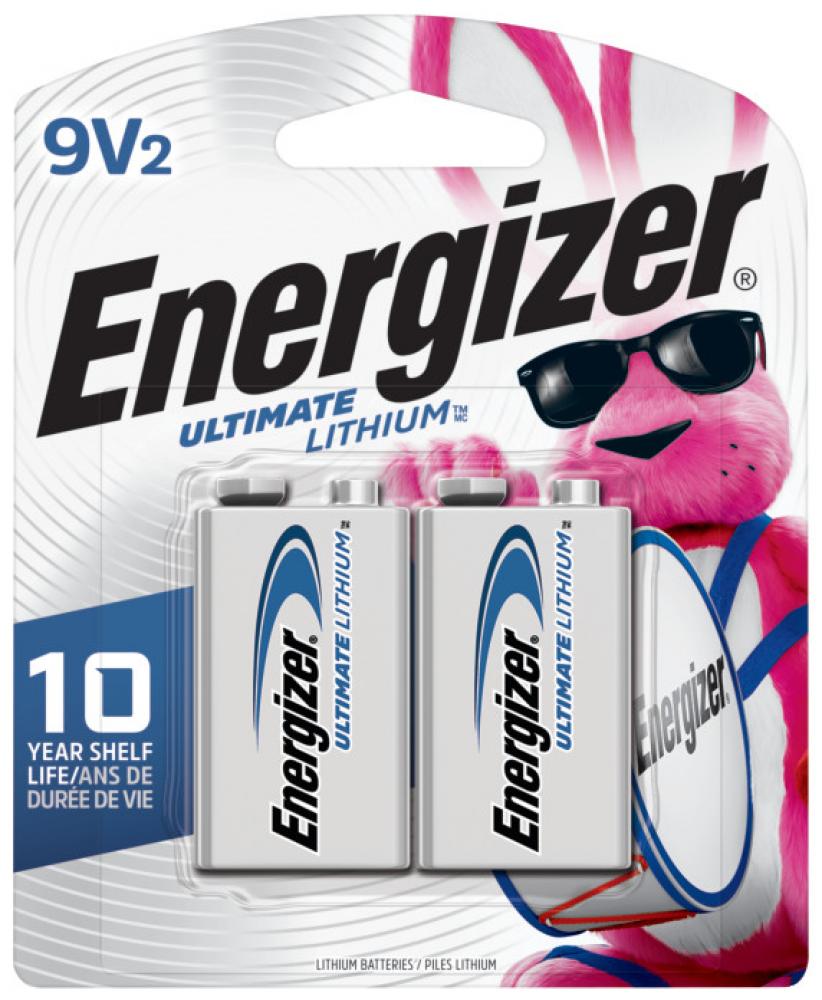 Energizer Ultimate Lithium 9V Batteries (2 Pack), Lithium 9 Volt Batteries