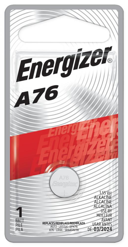 Energizer A76 Batteries (1 Pack), 1.5V Miniature Alkaline Button Batteries