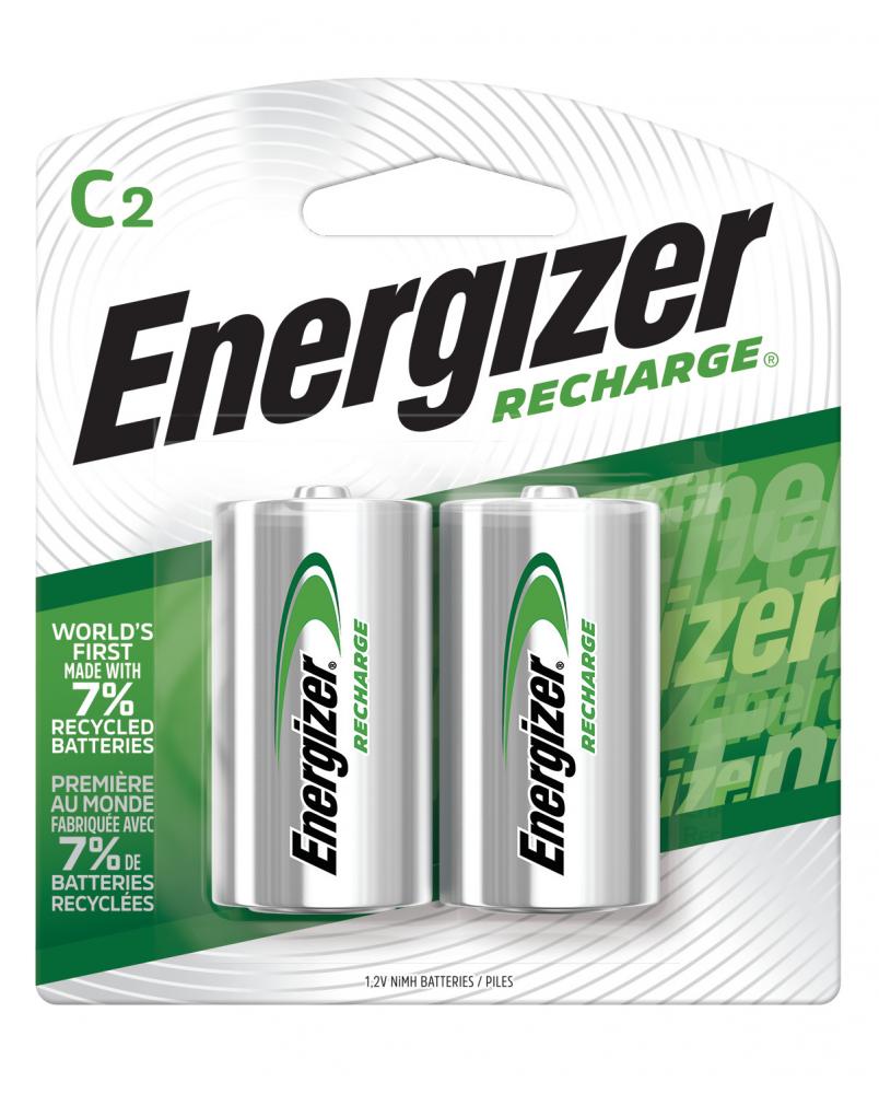 Energizer Recharge Universal Rechargeable C Batteries, 2 Pack