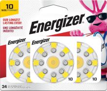 Energizer AZ10DP-24 - Energizer Hearing Aid Batteries Size 10, Yellow Tab, 24 Pack