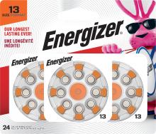 Energizer AZ13DP-24 - Energizer Hearing Aid Batteries Size 13, Orange Tab, 24 Pack