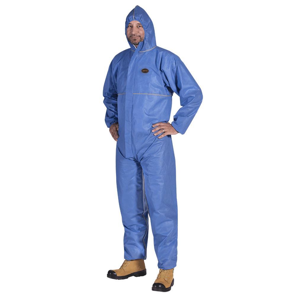 Disposable Coverall Blue SMS FR & Chem Resistant with Hood; Sz: XL