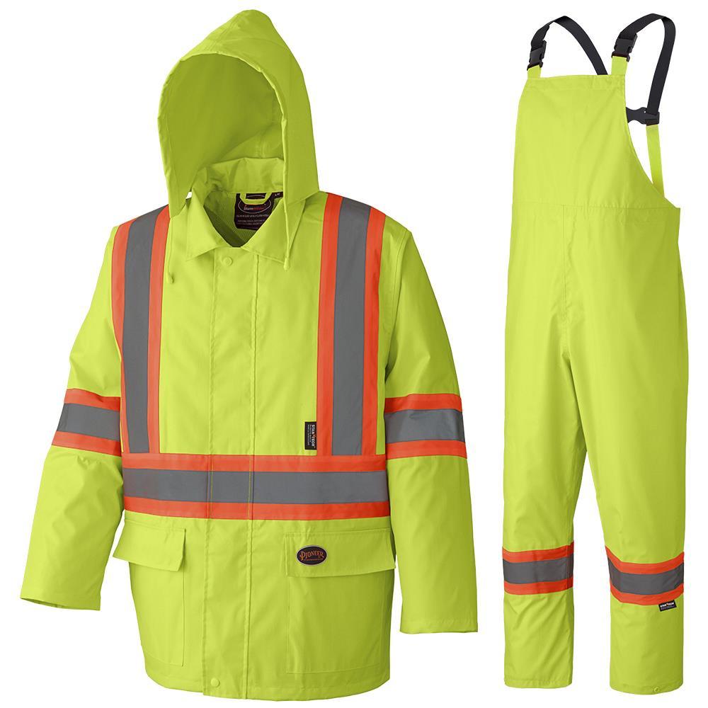 Rain Suit  Hi-Viz Yellow/Green Poly/PVC with Reflective Stripes Sz: 2XL