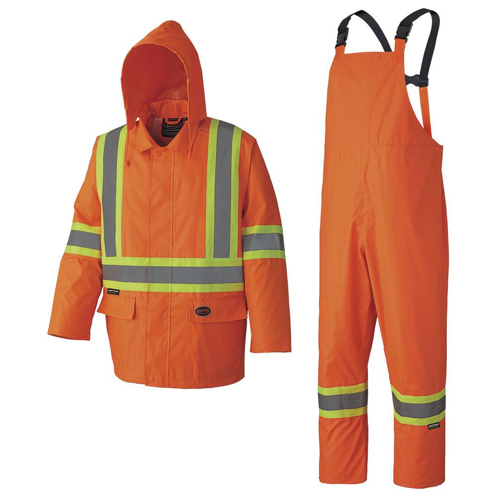 Rain Suit  Hi-Viz Orange Poly/PVC with Reflective Stripes Sz: 4XL