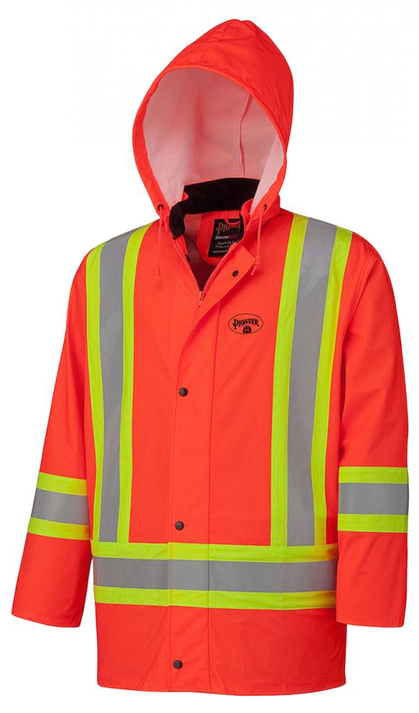 Waterproof Jacket Hi-Viz Orange, FR, Chem Resistant, Windproof; Sz: XS