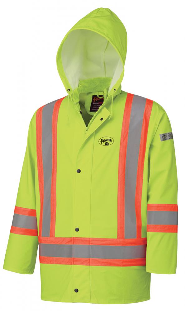 Waterproof Jacket Hi-Viz Yellow/Green, FR, Chem Resistant, Windproof; Sz: L