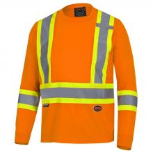 Pioneer V1051250-L - Long Sleeve Shirt, Hi Viz Orange with Reflective Stripes Sz: L