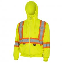 Pioneer V1060560-2XL - Fleece Hoodie Full Zip, Yellow/Green with 4" Reflective Stripes  Sz: 2XL