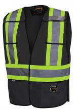 Pioneer V1020770-O/S - Traffic Vest - Mesh - Hi-Viz Black Tear Away, 4 Pocket; One Size