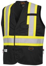 Pioneer V2540070-S - Vest Hi-Viz Black 7oz Flame Resistant:  Sz: S