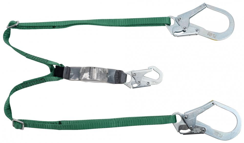 Lanyard Shock Absorbing Twin Leg Adjustable 6&#39; W/ Scaffold Hooks